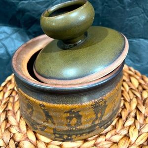 Vintage MCM Stoneware Designs West Ceramic Pottery with Lid No. 355 Signed